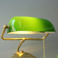 Green Glass Banker with Built-In Clock Study Lamp (Each) for bedrooms
