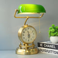 Green Glass Banker with Built-In Clock Study Lamp (Each) for bedrooms