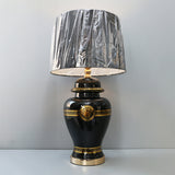 Glass Model 222X288m Printed Face Black Table Lamps (Pair) for bedrooms