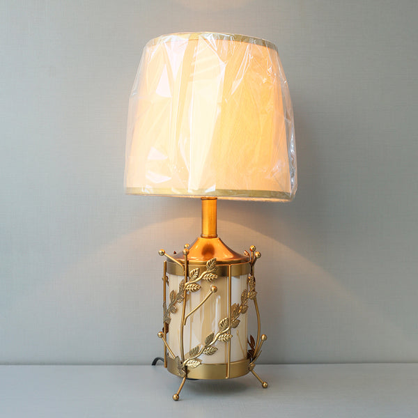 Metal and Glass Floral Milky Table Lamps (Pair) for bedrooms