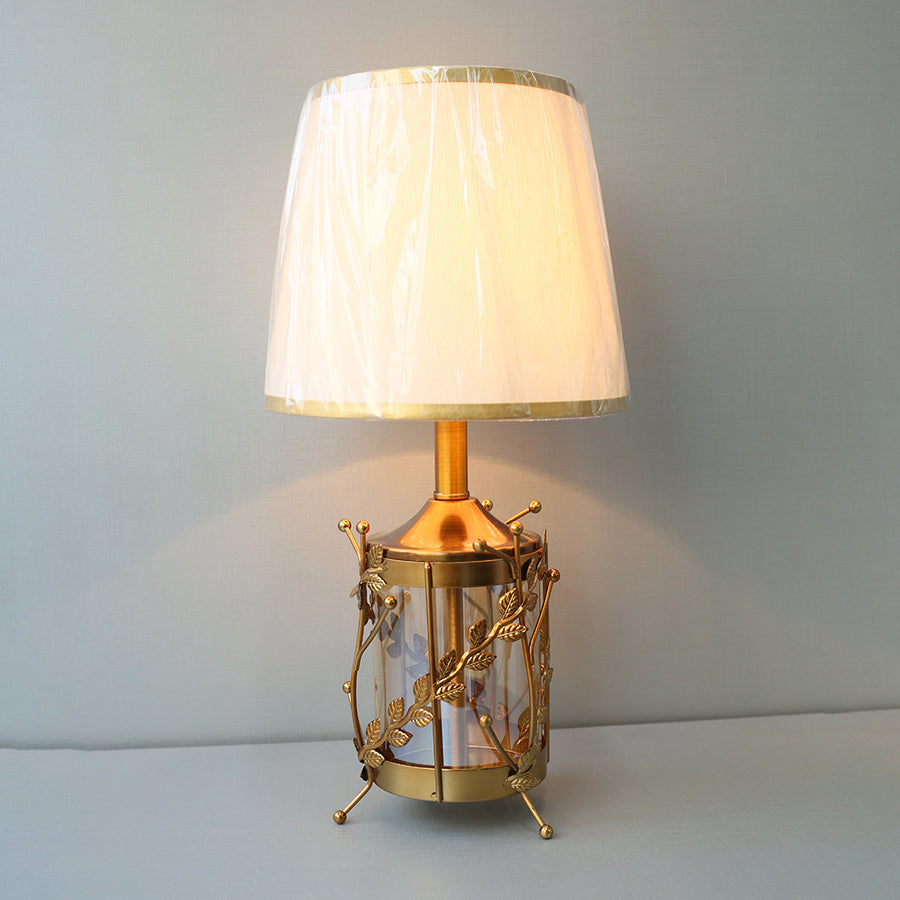 Metal and Glass Floral Champeign Table Lamps (Pair) for bedrooms