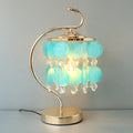 Mother Of Pearls Pastel Blue Hanging Disks Table Lamp(Pair) for bedrooms