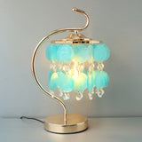 Mother Of Pearls Pastel Blue Hanging Disks Table Lamp(Pair) for bedrooms