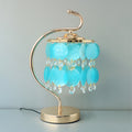Mother Of Pearls Pastel Blue Hanging Disks Table Lamp(Pair) for bedrooms