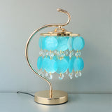 Mother Of Pearls Pastel Blue Hanging Disks Table Lamp(Pair) for bedrooms