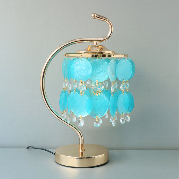 Mother Of Pearls Pastel Blue Hanging Disks Table Lamp(Pair) for bedrooms