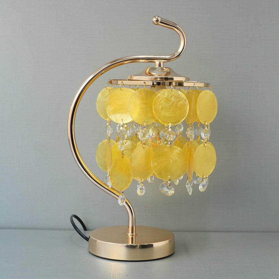 Mother Of Pearls Yellow Hanging Disks Table Lamp(Pair) for bedrooms