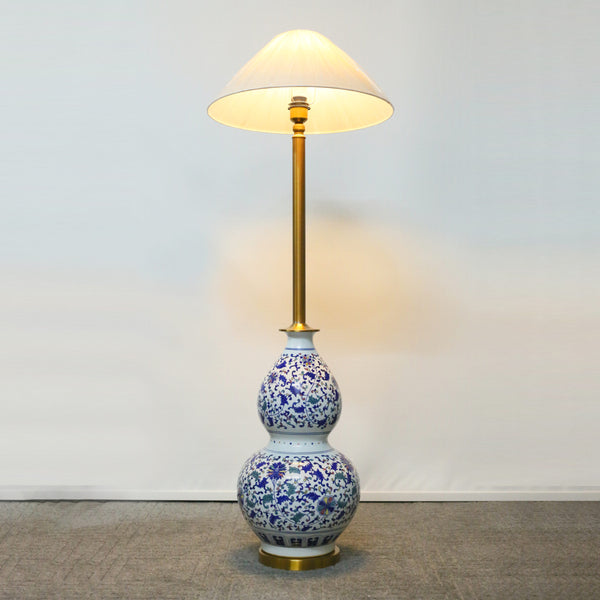 Vintage Porcelain Imported 01 Blue Pottery Corner Floor Lamp (Each) for living rooms