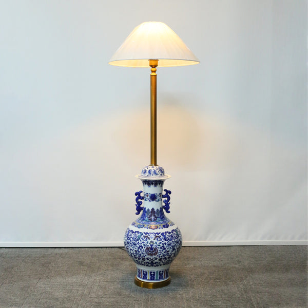 Vintage Porcelain Imported Blue Pottery Corner Floor Lamp (Each) for living rooms