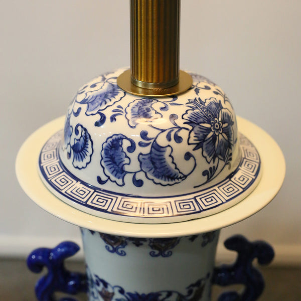 Vintage Porcelain Imported Blue Pottery Corner Floor Lamp (Each) for living rooms
