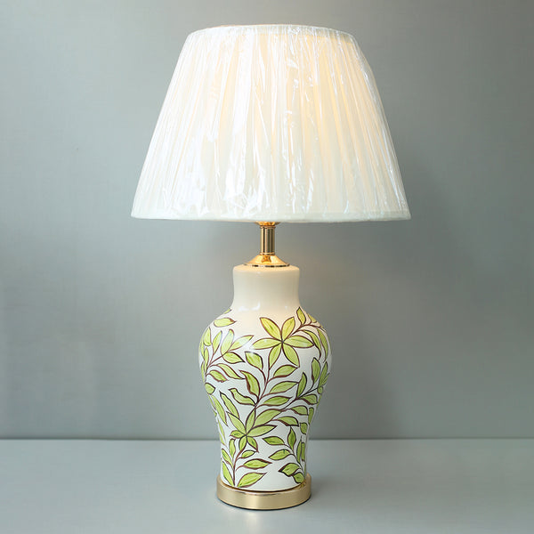 Ceramic Raim Handmade Medium Green Leaf Table Lamps (Pair) for bedrooms