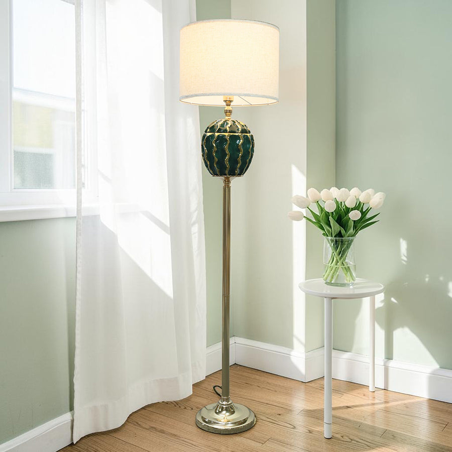 Ceramic 914 Green & Golden Corner Floor Lamp (Each) for living rooms