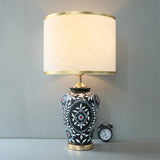 Ceramic Matt Black Floral Table Lamps (Pair) for bedrooms
