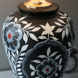 Ceramic Matt Black Floral Table Lamps (Pair) for bedrooms