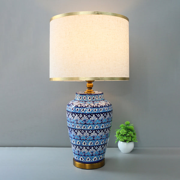 Ceramic Handmade Blue Pottery 101 Lounge Lamps (Pair) for bedrooms