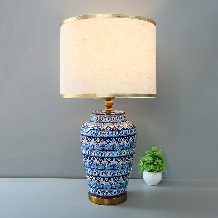 Ceramic Handmade Blue Pottery 101 Lounge Lamps (Pair) for bedrooms