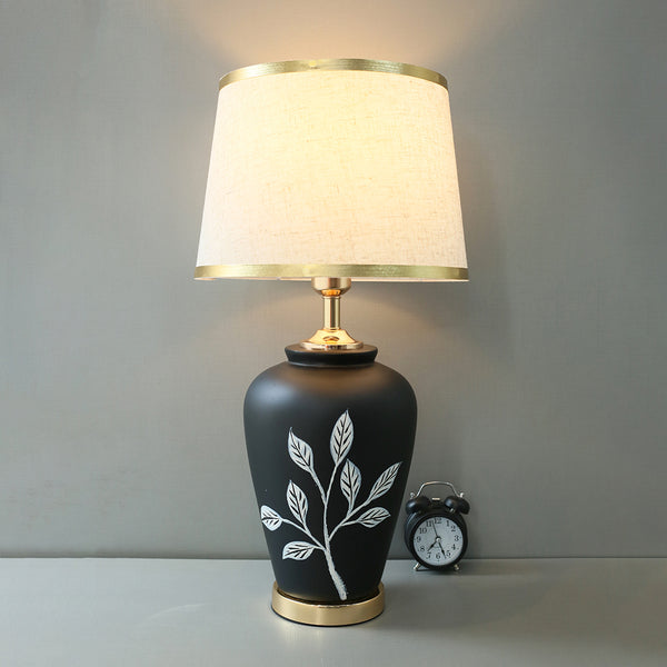 Ceramic Matt Black White Floral Table Lamps (Pair) for bedrooms