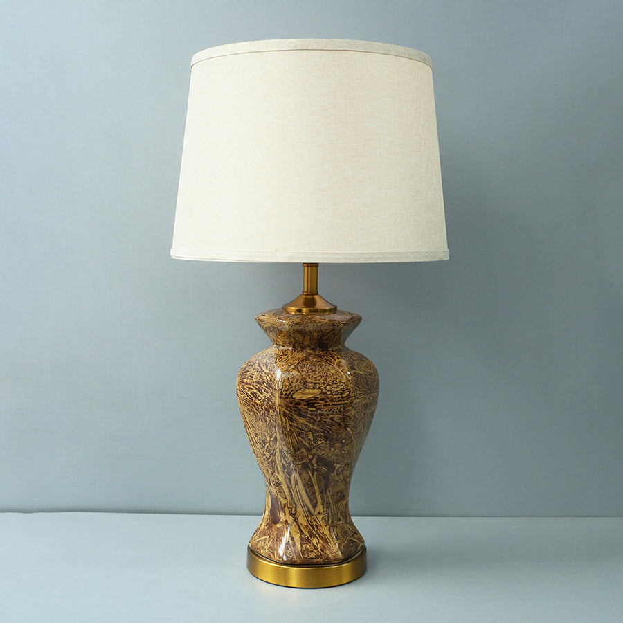 Ceramic Twister Brown Texture Bedside Table Lamps (Pair) for bedrooms