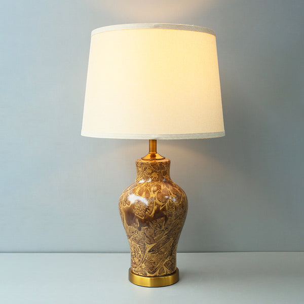 Ceramic Raim Brown Texture Side Table Lamps (Pair) for bedrooms