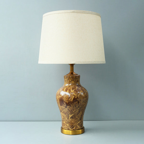 Ceramic Raim Brown Texture Side Table Lamps (Pair) for bedrooms