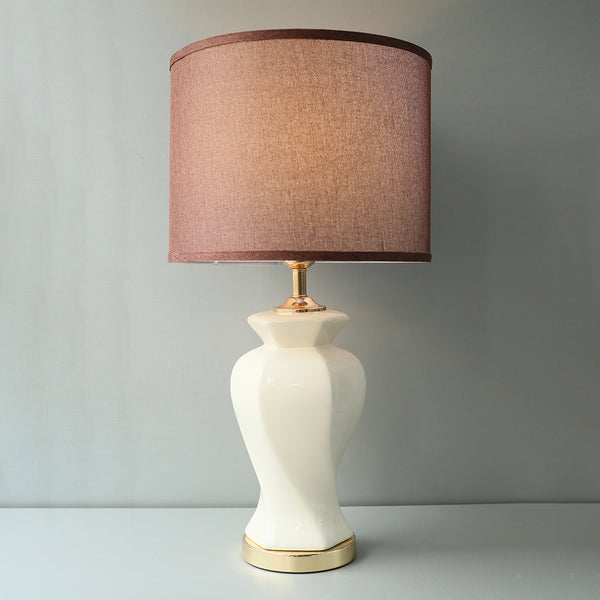 Ceramic Twister Off White Bedside Table Lamps(Pair) for bedrooms
