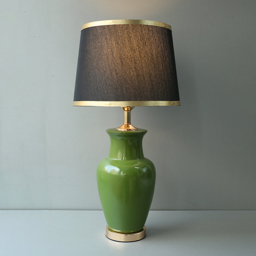 Ceramic Jar Olive Green Medium Table Lamp (Pair) for bedrooms