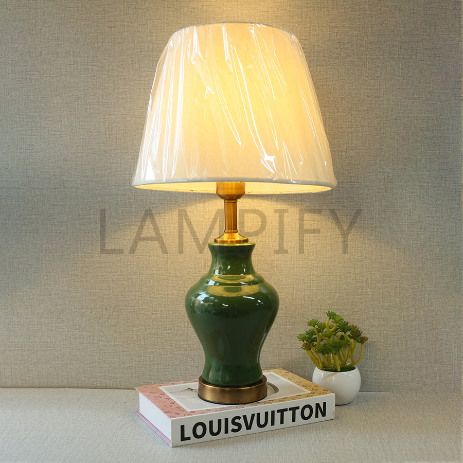 Ceramic Raim Small Green Table Lamps (Pair) for bedrooms