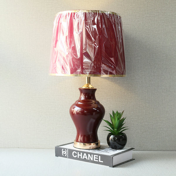 Ceramic GN Raim Small Burgundy Table Lamp (Pair) for bedrooms