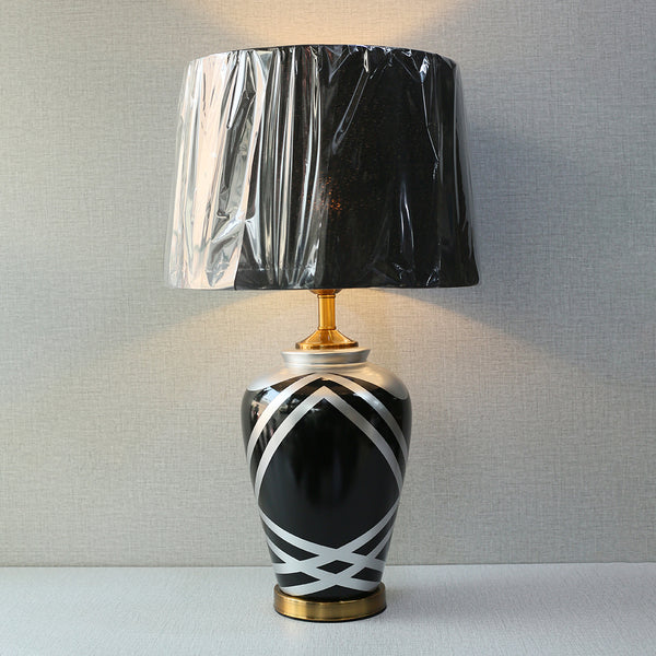 Ceramic Strips Black and Silver Hand Painted Table Lamps (Pair) for bedrooms