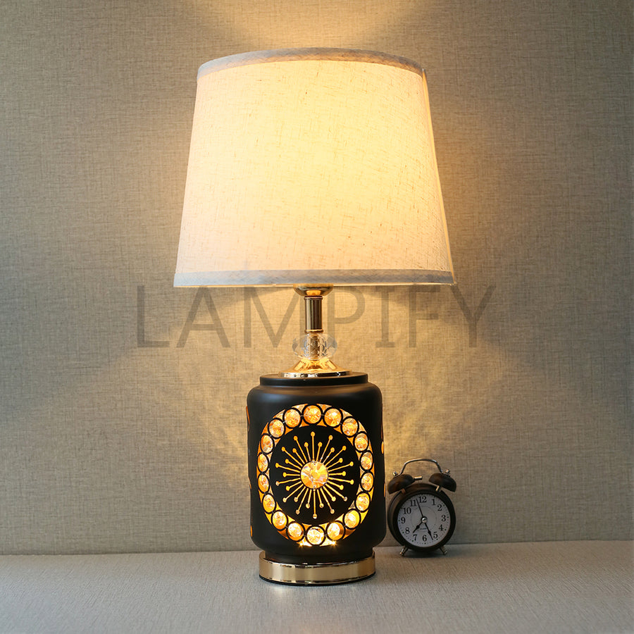 Metal Model 190140 Beads Black Table lamps (Pair) for bedrooms