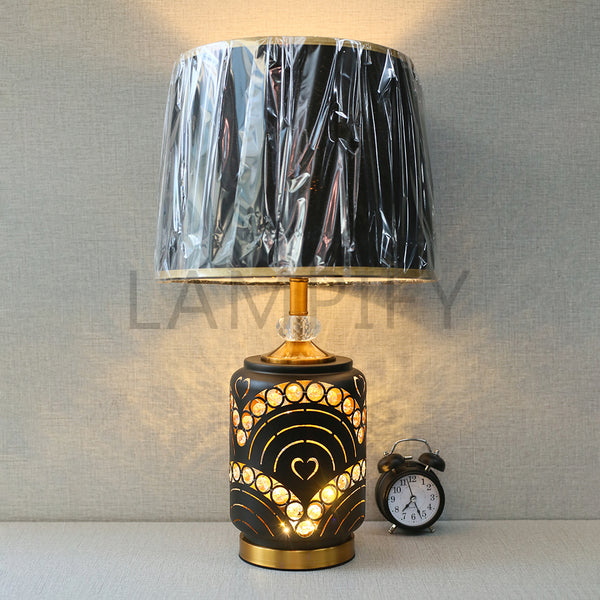 Metal Model 190141 Beads Black Table lamps (Pair) for bedrooms