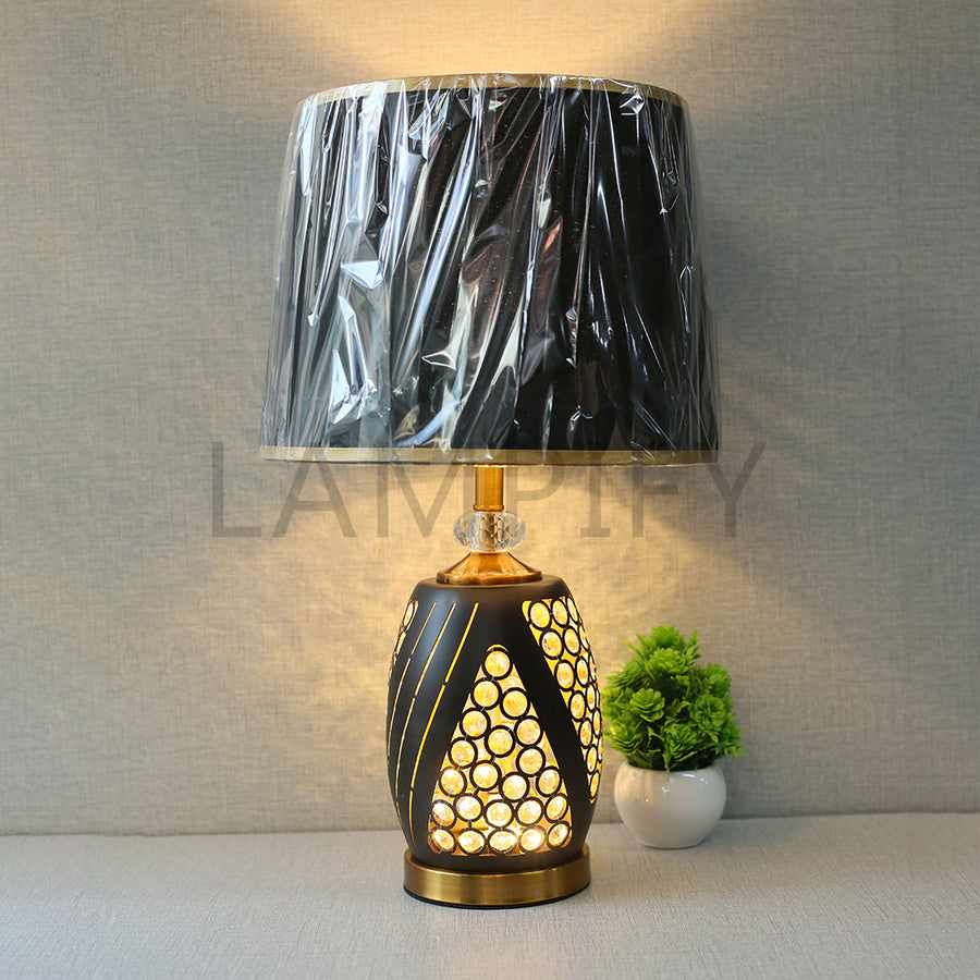 Metal Model 190132 Beads Black Table lamps (Pair) for bedrooms