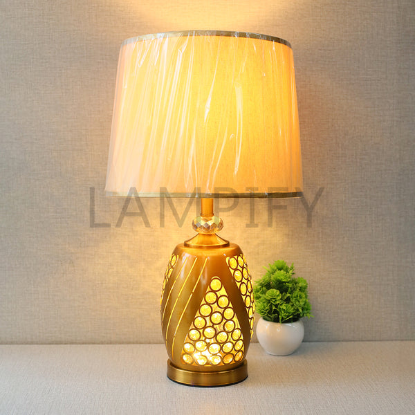 Metal Model 190132 Beads golden Table lamps (Pair) for bedrooms