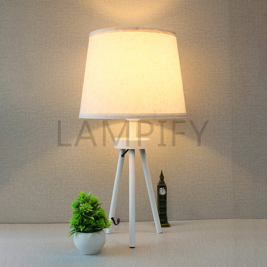 Metal Tripod White Table Lamps (Pair) for bedrooms