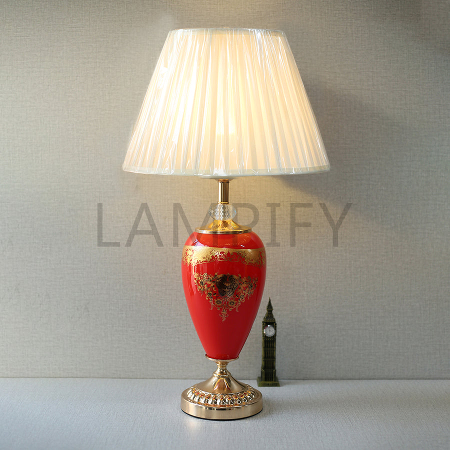 Printed Model J027 Red Glass Table Lamp (Pair) for bedrooms