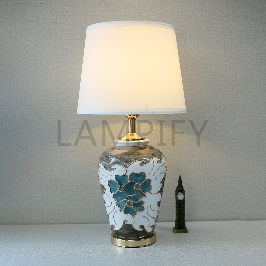 Ceramic Hand Painted Grey&green Table Lamps (Pair) for bedrooms