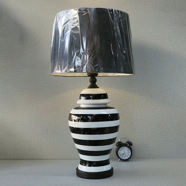 Ceramic 18503L Handmade Black&White Striped Table Lamps (Pair) for bedrooms