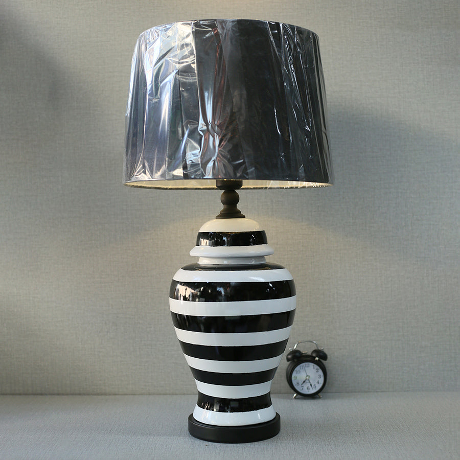 Ceramic 18503L Handmade Black&White Striped Table Lamps (Pair) for bedrooms