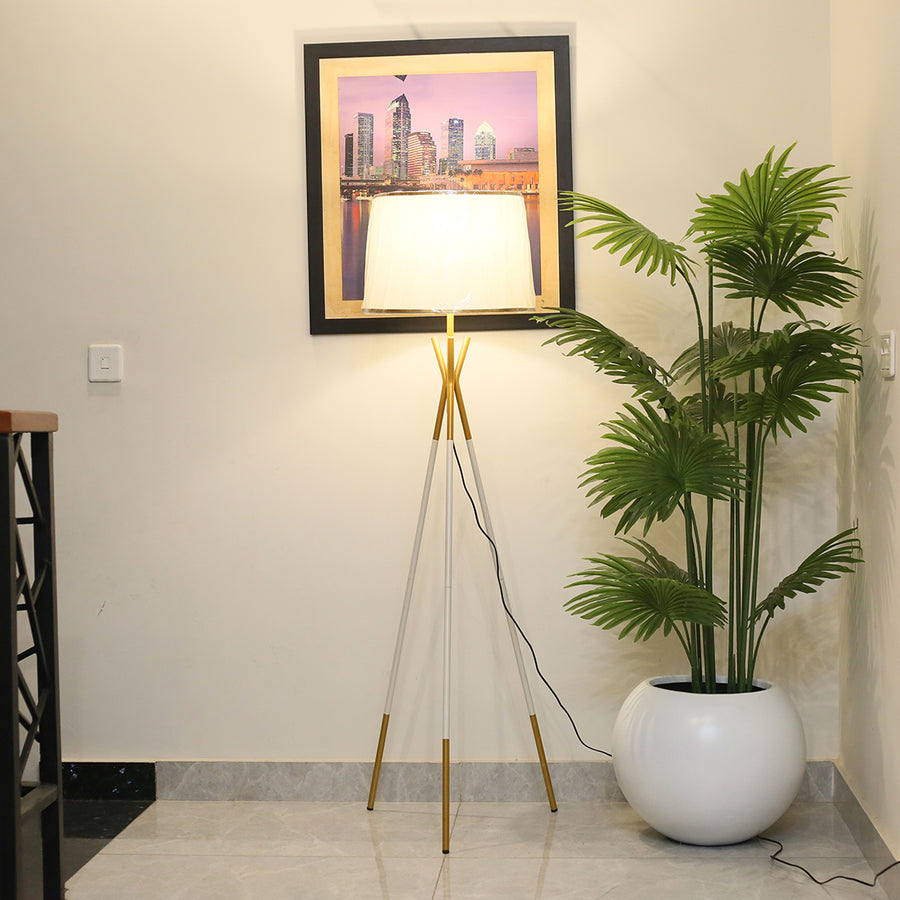 Metal Tripod Golden & White Floor Lamp (Each) for living rooms