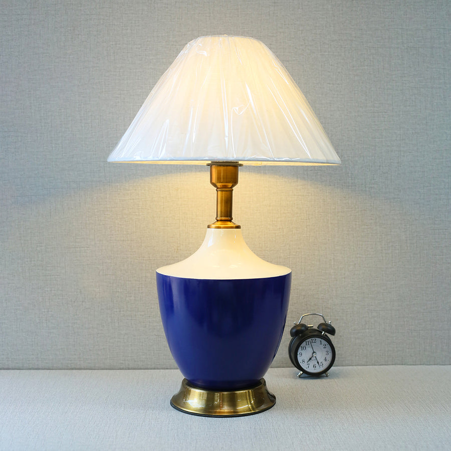 Ceramic 14501 White & Blue Table Lamp (Pair) for bedrooms