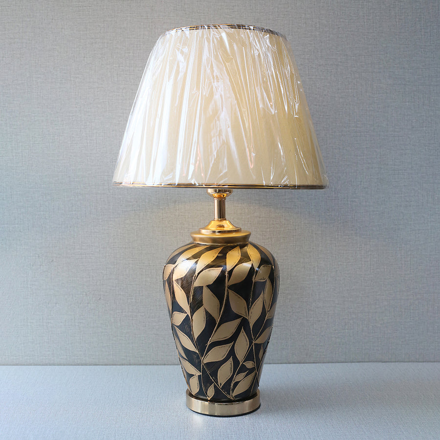 Ceramic Jar Black and Golden Flower Hand Painted Table Lamps (Pair) for bedrooms
