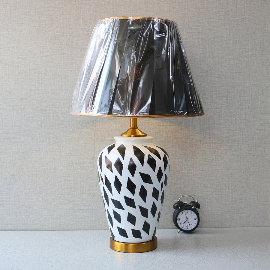 Ceramic Jar Black&White Hand Painted Table Lamps (Pair) for bedrooms