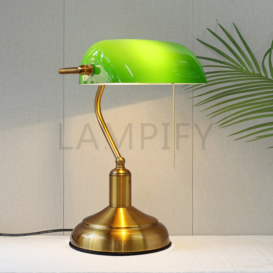 Green Glass Banker Study Lamp(Each) for bedrooms
