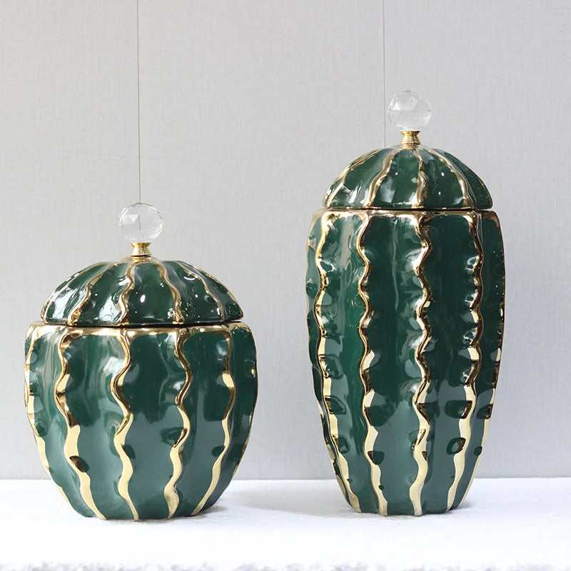 Urn Mode 914 Green & Golden (Set) Table Lamp for living rooms