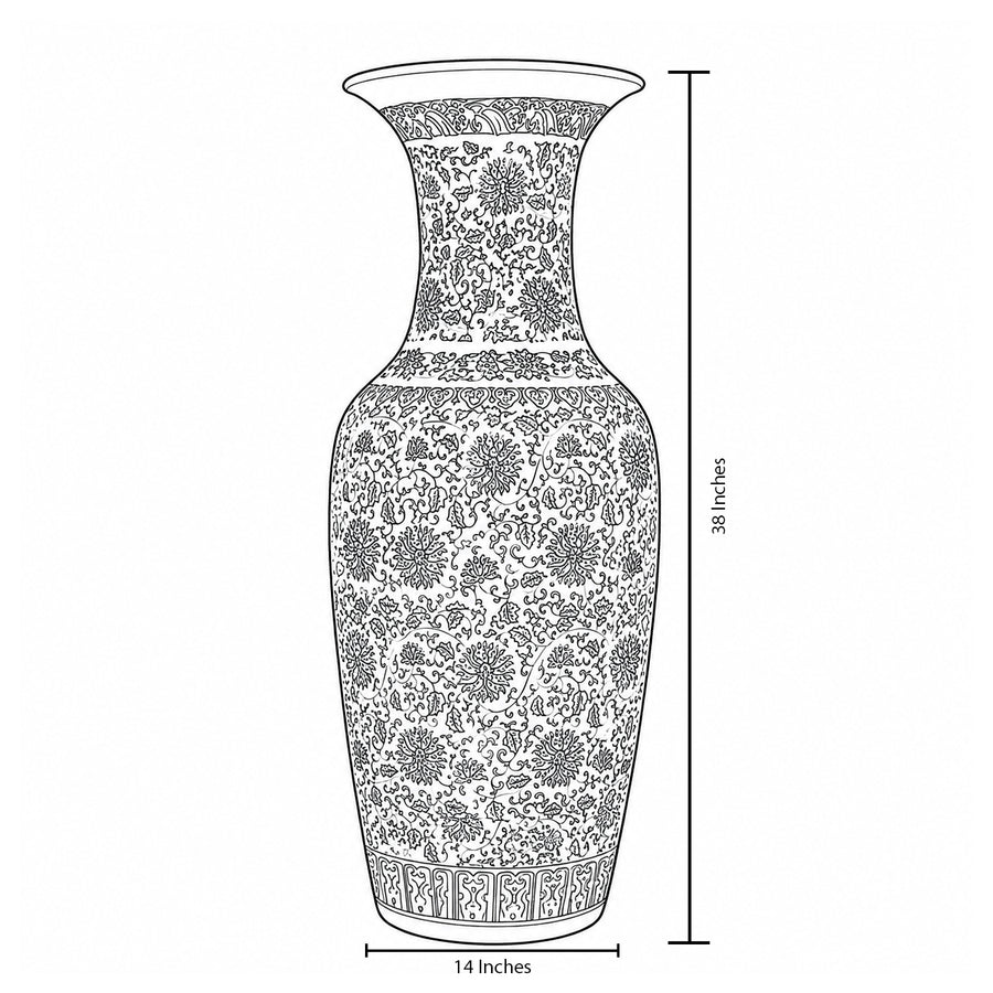 Porcelain Blue Pottery Floor Vase 01 (Each) Delivery Only For LHR,ISB for living rooms