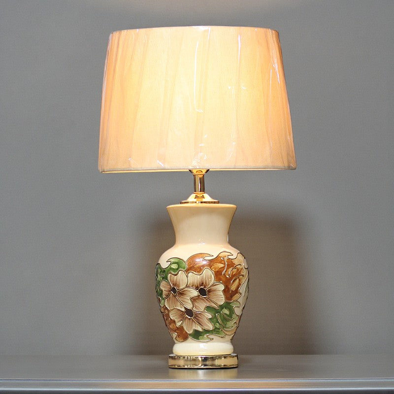 Ceramic Jar Floral Medium Lamps(Pair) for bedrooms