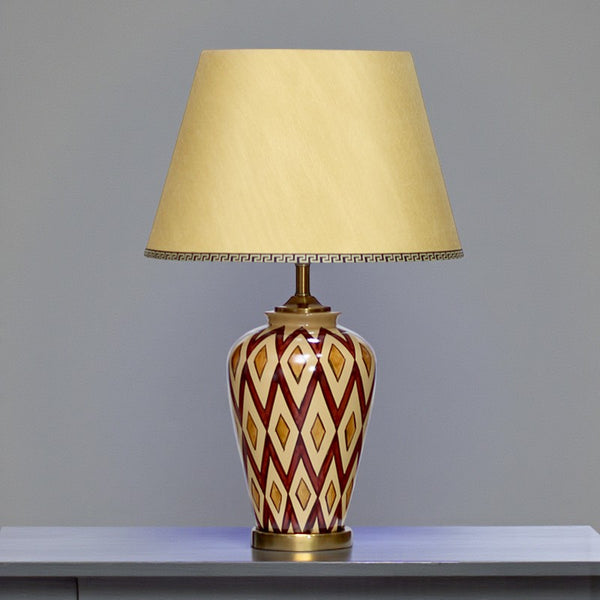 Ceramic Check Beige Jar Table Lamps( Pair) for bedrooms
