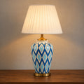 Ceramic Check Jar Handpainted Blue Lamps(Pair)