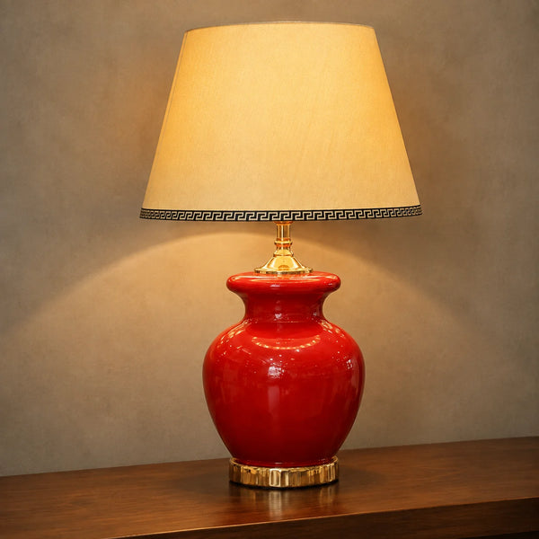 Ceramic Surahi Red Medium Lamps(Pair)