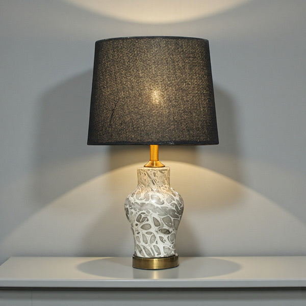 Ceramic Raim Grey Texture Small Table lamps (Pair) for bedrooms
